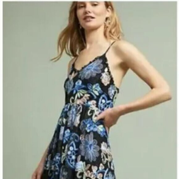 ERI&ALI Anthropologie Marlene Floral Embroidered Lace Midi Dress.  SZ M - Picture 3 of 7